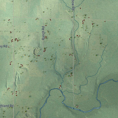 Second close-up of the map of the Town of Catawba, Wisconsin print showing more streets and buildings