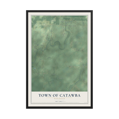 Map of the Town of Catawba, Wisconsin, 12 x 18 inch print in a black wood frame