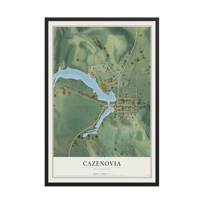 Map of Cazenovia, Wisconsin, 12 x 18 inch print in a black wood frame