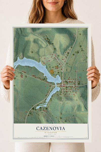 Map of Cazenovia, Wisconsin, 18 x 24 inch unframed archival matte print