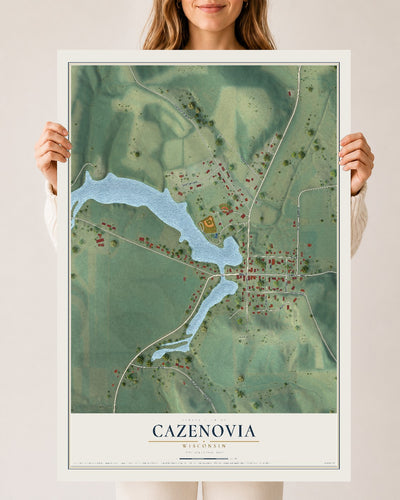 Map of Cazenovia, Wisconsin, 24 x 36 inch unframed archival matte print