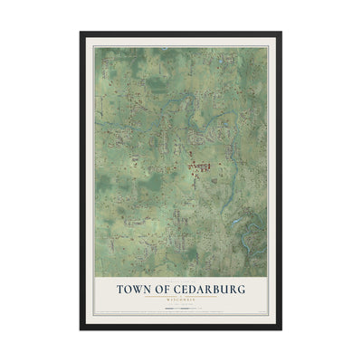 Map of the Town of Cedarburg, Wisconsin, 12 x 18 inch print in a black wood frame