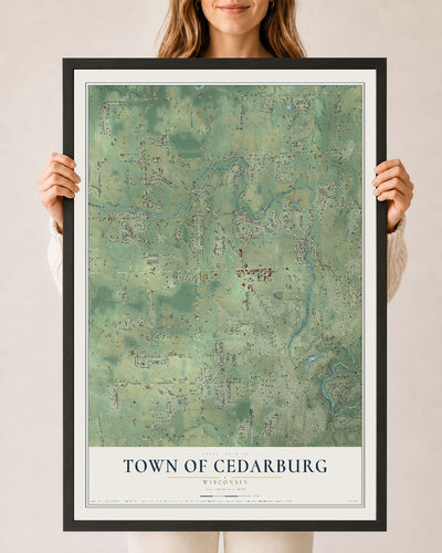 Map of the Town of Cedarburg, Wisconsin, 24 x 36 inch print in a black wood frame