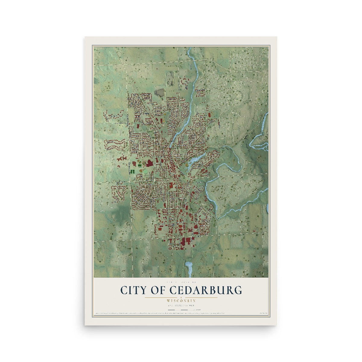 Map of Cedarburg, Wisconsin, 12 x 18 inch unframed archival matte print