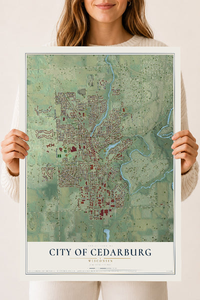 Map of Cedarburg, Wisconsin, 18 x 24 inch unframed archival matte print