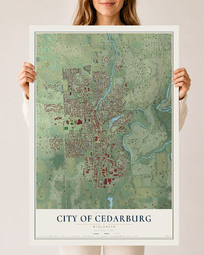 Map of Cedarburg, Wisconsin, 24 x 36 inch unframed archival matte print