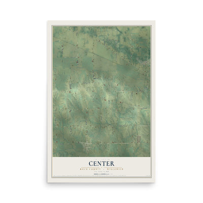 Map of Center, Rock County, Wisconsin, 12 x 18 inch unframed archival matte print