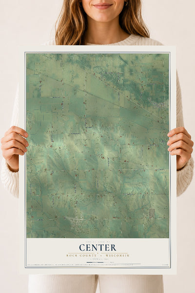 Map of Center, Rock County, Wisconsin, 18 x 24 inch unframed archival matte print