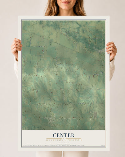Map of Center, Rock County, Wisconsin, 24 x 36 inch unframed archival matte print