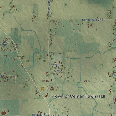 Second close-up of the map of Center, Outagamie County, Wisconsin print showing more streets and buildings