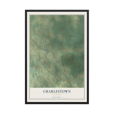 Map of Charlestown, Wisconsin, 12 x 18 inch print in a black wood frame