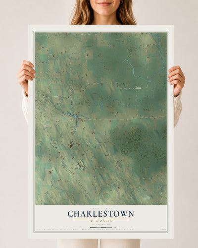 Map of Charlestown, Wisconsin, 24 x 36 inch unframed archival matte print