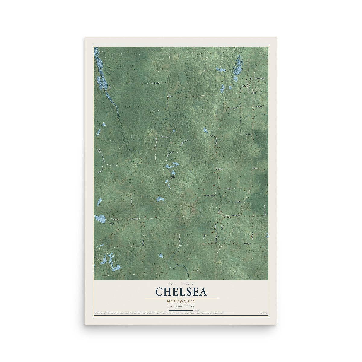 Map of Chelsea, Wisconsin, 12 x 18 inch unframed archival matte print