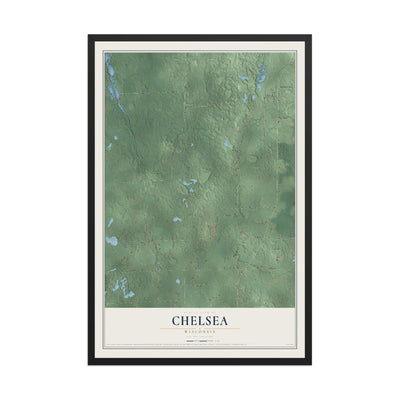 Map of Chelsea, Wisconsin, 12 x 18 inch print in a black wood frame