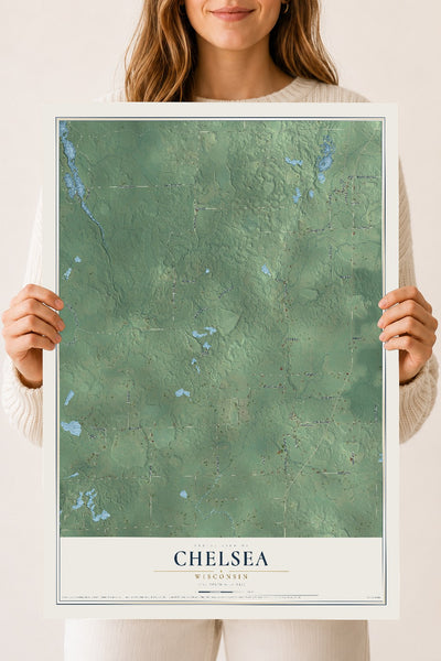 Map of Chelsea, Wisconsin, 18 x 24 inch unframed archival matte print