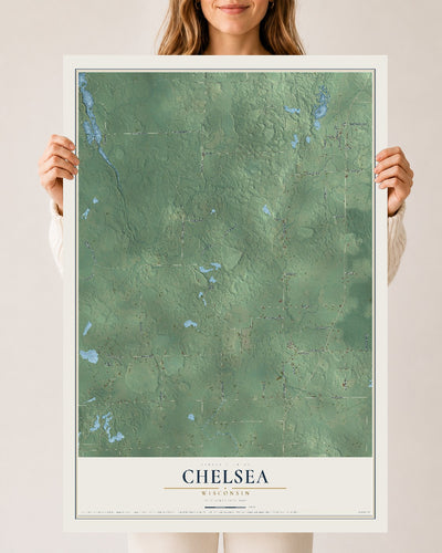 Map of Chelsea, Wisconsin, 24 x 36 inch unframed archival matte print