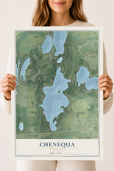 Map of Chenequa, Wisconsin, 18 x 24 inch unframed archival matte print