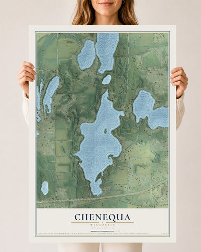 Map of Chenequa, Wisconsin, 24 x 36 inch unframed archival matte print