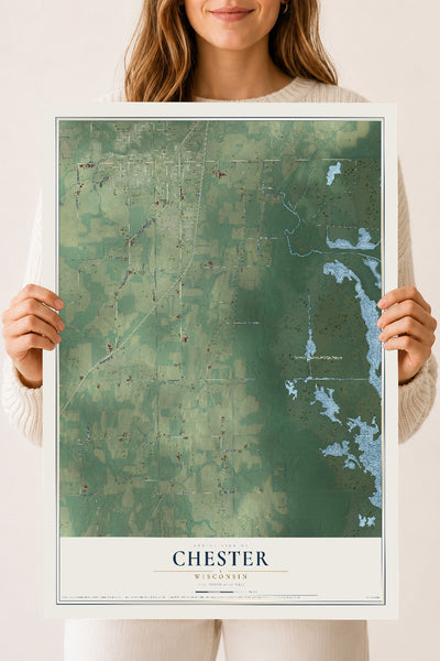 Map of Chester, Wisconsin, 18 x 24 inch unframed archival matte print