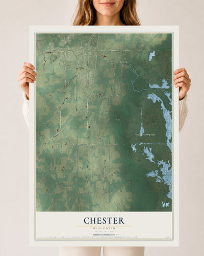 Map of Chester, Wisconsin, 24 x 36 inch unframed archival matte print