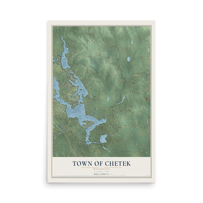 Map of the Town of Chetek, Wisconsin, 12 x 18 inch unframed archival matte print