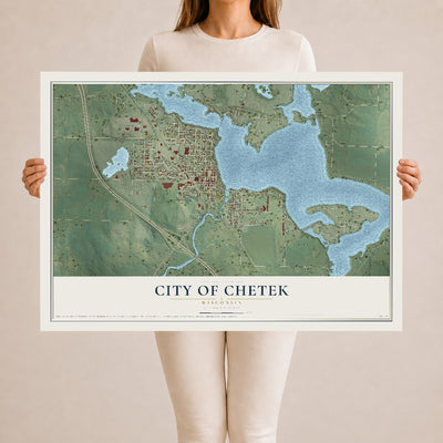 Map of Chetek, Wisconsin, 24 x 36 inch unframed archival matte print