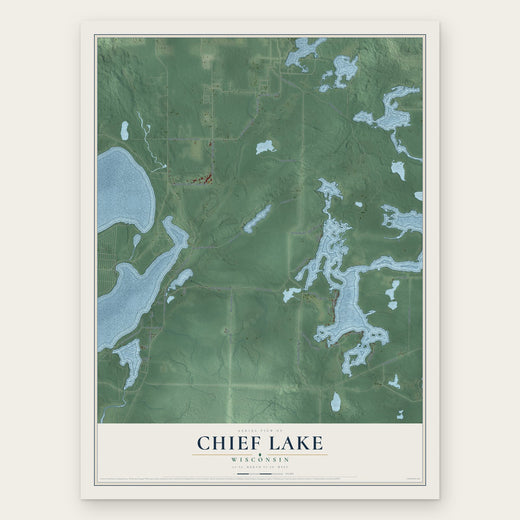 Chief Lake, Wisconsin map print, the full design