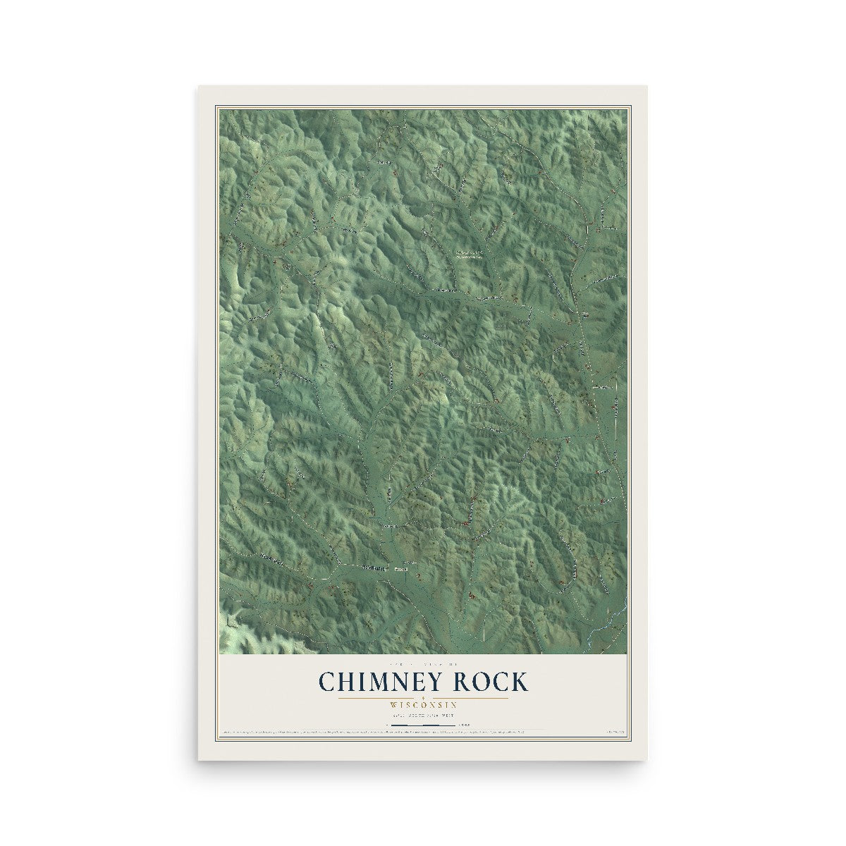 Map of Chimney Rock, Wisconsin, 12 x 18 inch unframed archival matte print