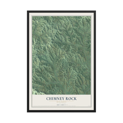 Map of Chimney Rock, Wisconsin, 12 x 18 inch print in a black wood frame