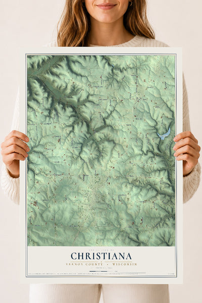 Map of Christiana, Vernon County, Wisconsin, 18 x 24 inch unframed archival matte print