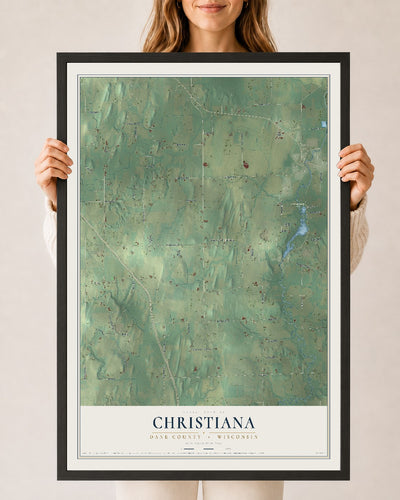 Map of Christiana, Dane County, Wisconsin, 24 x 36 inch print in a black wood frame
