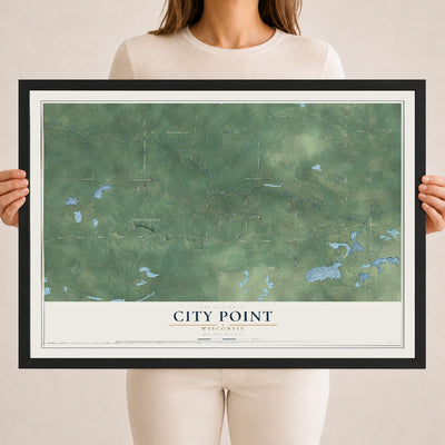 Map of City Point, Wisconsin, 18 x 24 inch print in a black wood frame