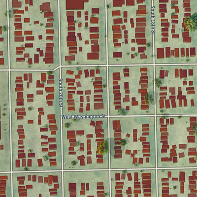 Close-up of the map of Clarke Square, Wisconsin print showing street and building detail