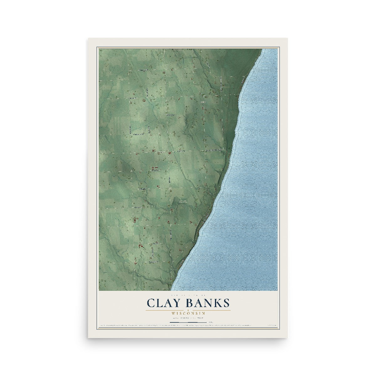 Map of Clay Banks, Wisconsin, 12 x 18 inch unframed archival matte print