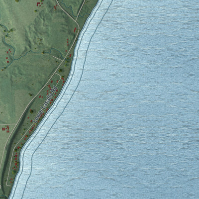 Close-up of the map of Clay Banks, Wisconsin print showing street and building detail