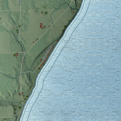 Second close-up of the map of Clay Banks, Wisconsin print showing more streets and buildings