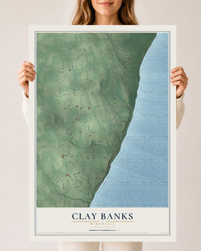 Map of Clay Banks, Wisconsin, 24 x 36 inch unframed archival matte print