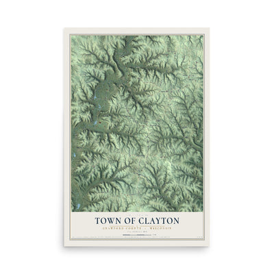 Map of the Town of Clayton, Crawford County, Wisconsin, 12 x 18 inch unframed archival matte print
