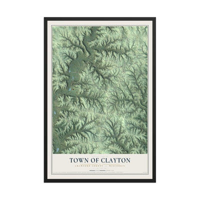 Map of the Town of Clayton, Crawford County, Wisconsin, 12 x 18 inch print in a black wood frame