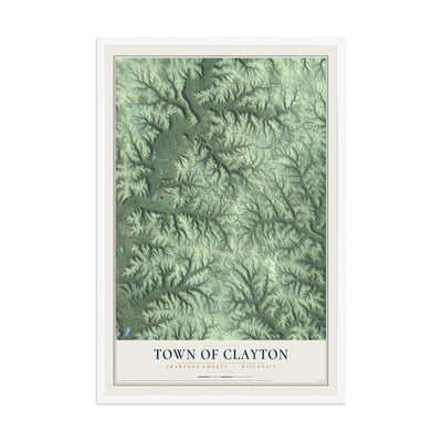 Map of the Town of Clayton, Crawford County, Wisconsin, 12 x 18 inch print in a white wood frame