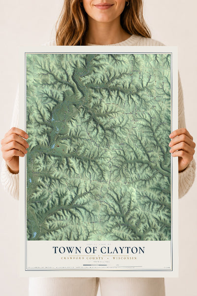 Map of the Town of Clayton, Crawford County, Wisconsin, 18 x 24 inch unframed archival matte print