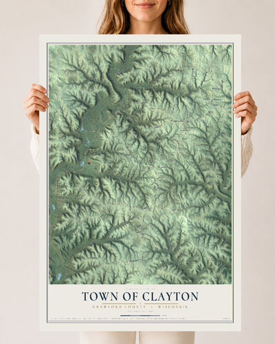 Map of the Town of Clayton, Crawford County, Wisconsin, 24 x 36 inch unframed archival matte print