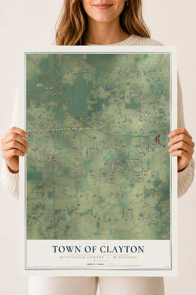 Map of the Town of Clayton, Winnebago County, Wisconsin, 18 x 24 inch unframed archival matte print