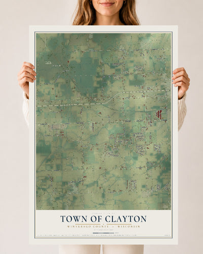 Map of the Town of Clayton, Winnebago County, Wisconsin, 24 x 36 inch unframed archival matte print