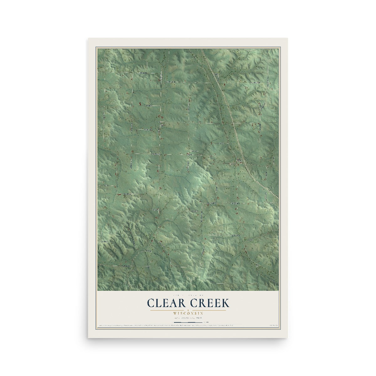 Map of Clear Creek, Wisconsin, 12 x 18 inch unframed archival matte print