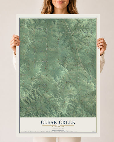 Map of Clear Creek, Wisconsin, 24 x 36 inch unframed archival matte print