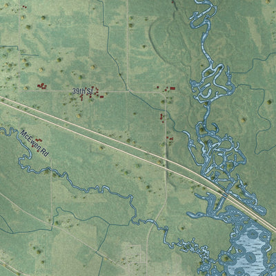 Close-up of the map of Clearfield, Wisconsin print showing street and building detail