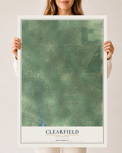 Map of Clearfield, Wisconsin, 24 x 36 inch unframed archival matte print
