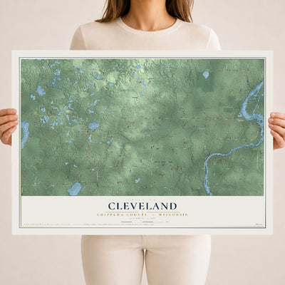 Map of Cleveland, Chippewa County, Wisconsin, 18 x 24 inch unframed archival matte print