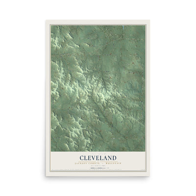 Map of Cleveland, Jackson County, Wisconsin, 12 x 18 inch unframed archival matte print